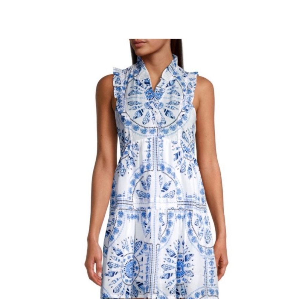 Vineyard Vines Blue and White Sleeveless Dress